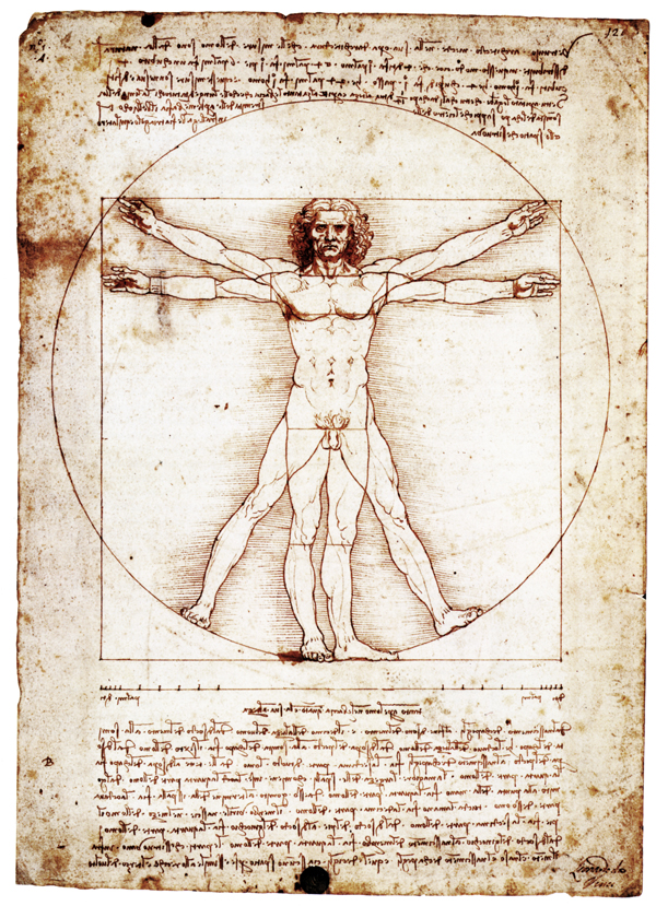 Leonardo da Vinci, da Vinci, Vitruv, Vitruvian, Mensch im Kreis, Mann im Kreis, Qadratur des Kreises, Goldener Schnitt, Kreiszahl Pi, Mona Lisa